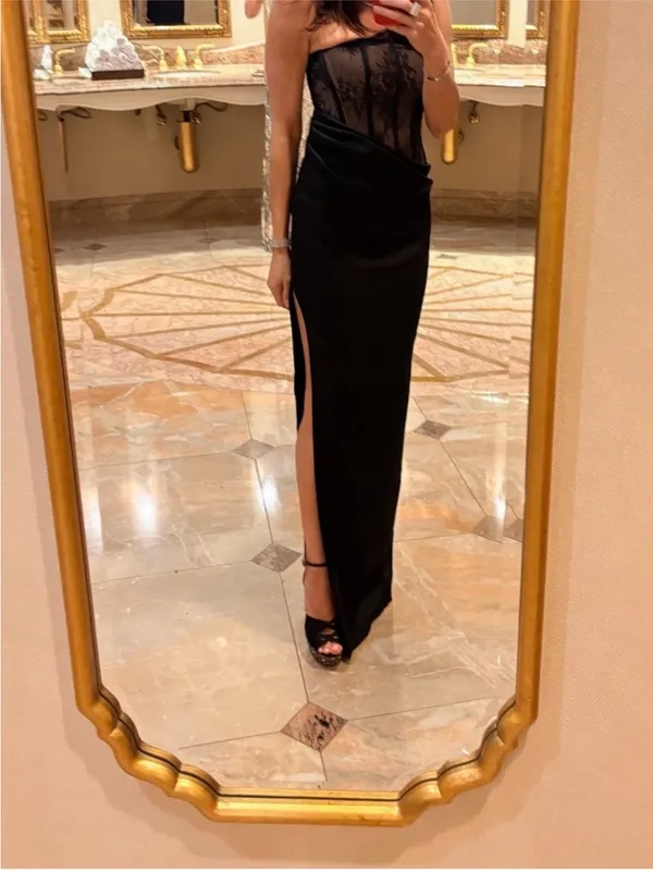 NBD Nalani Łące Corset Bustier Draped Black Maxi Gown Dress - Image 5