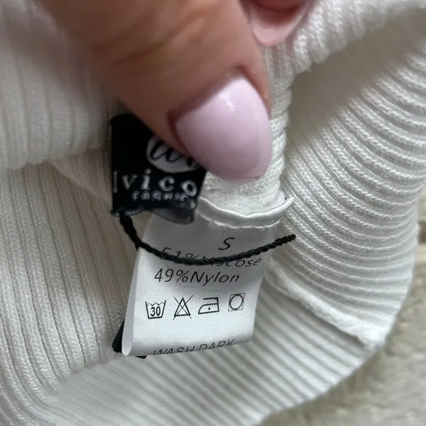 White Collared Ribbed Top size S - Image 3