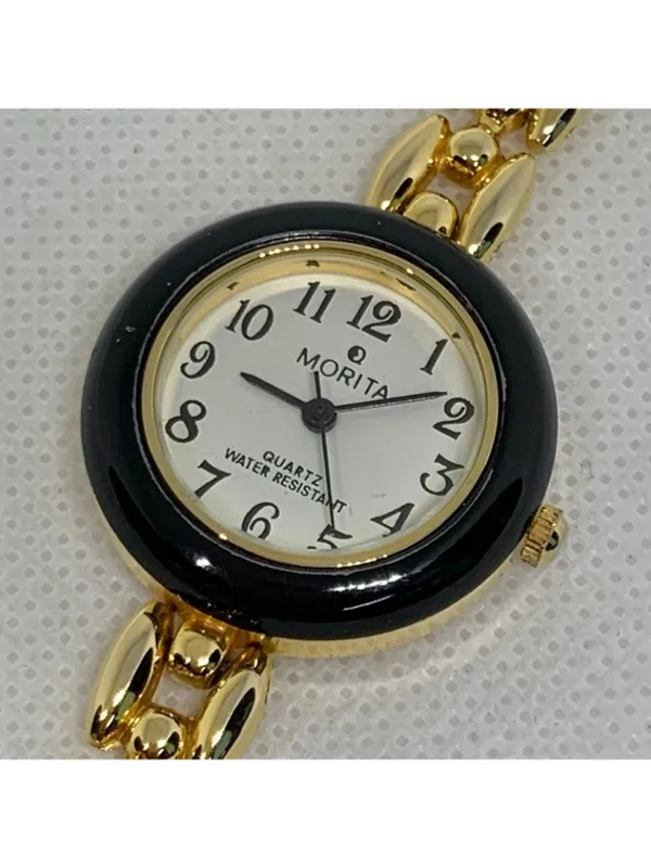 vintage Morita gold tone 18k electro plated women watch 26mm size 6.5” running - Image 2
