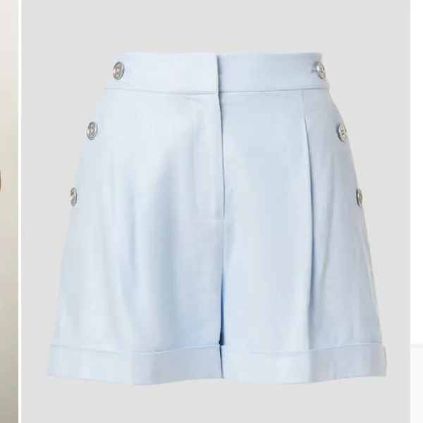 Michael Kors Blue Linen Trouser Shorts SIZE 10 Pleated Wide Leg Designer $125 - Image 9