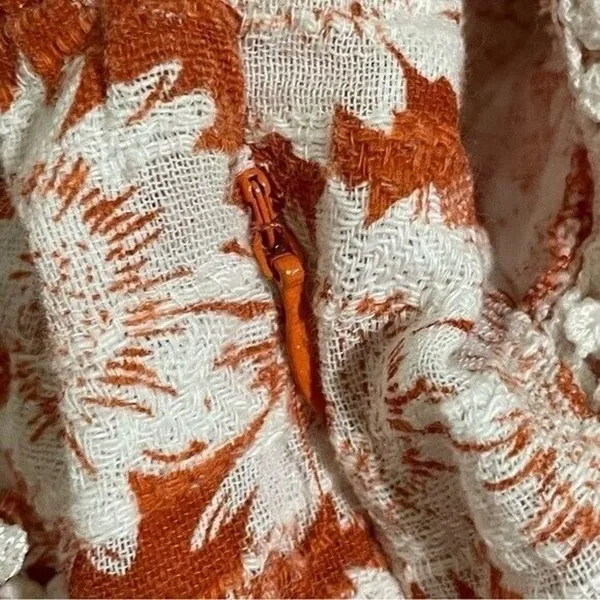 Love Culture Blouse Orange White Floral Laced Trim Size Large - Image 10