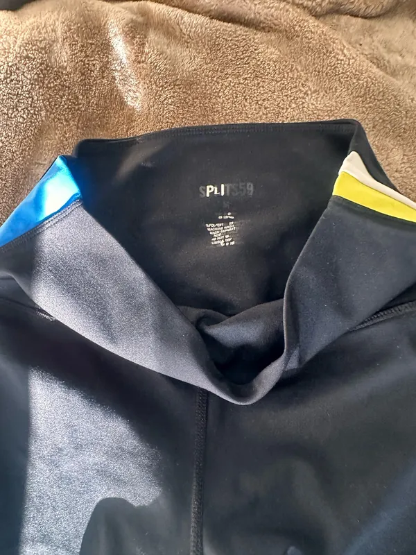 Black splits59 ‘Harper’ “leggings w blue and yellow stripe - Image 3