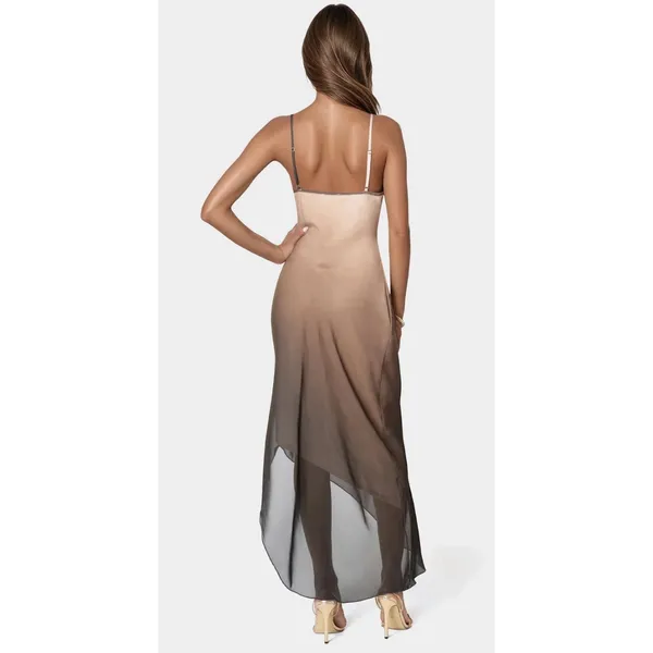 Bebe ombre Gold Boho Midi Sleeveless wedding guest Flowy Resort Dress small NWT - Image 4