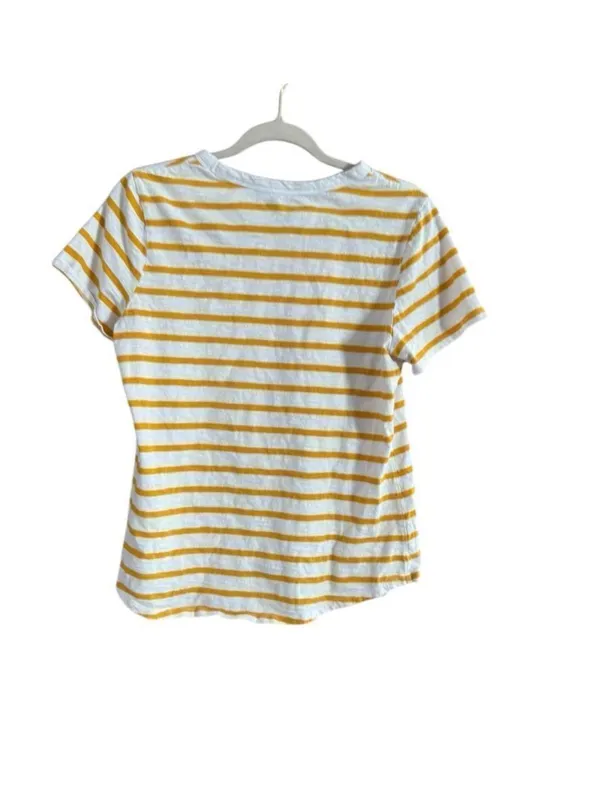 Old Navy White and Yellow Striped Short Sleeve Tee — Casual Crewneck - Image 9