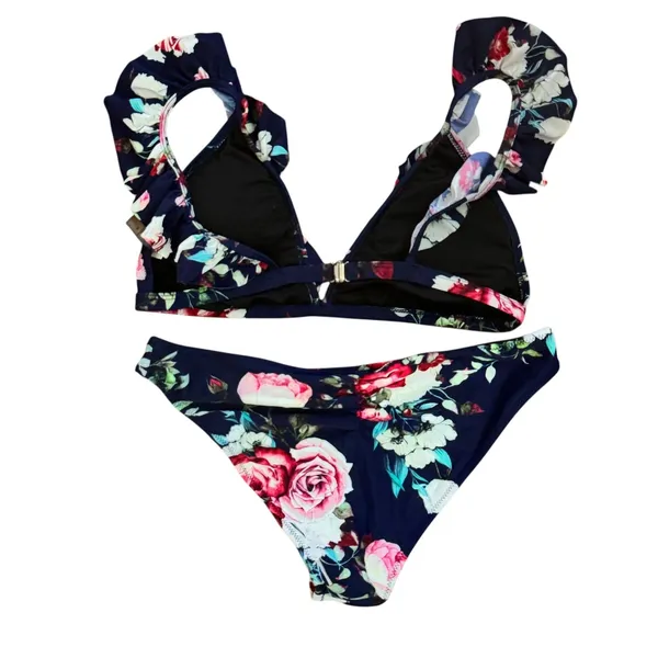 Cupshe Floral‎ Ruffle Bikini Swimsuit Two Piece Bathing Suit Medium - Image 5