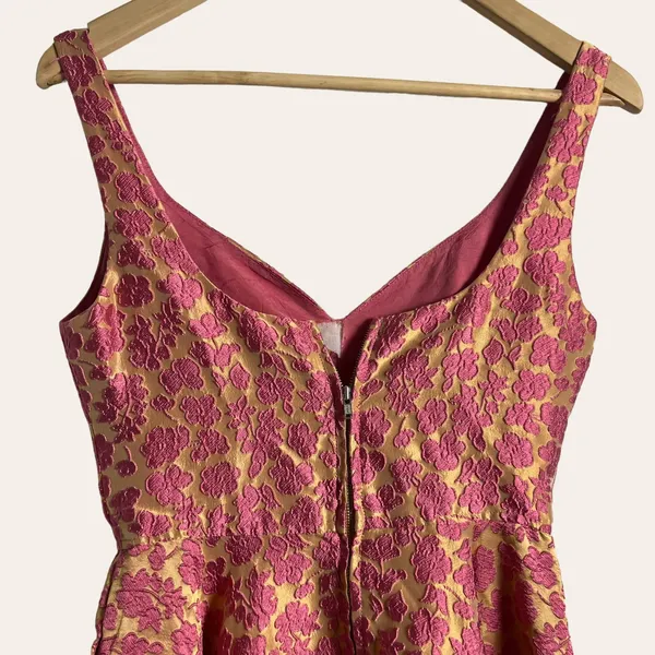 Jill Jill Stuart Pink Floral Jacquard Sweetheart Cocktail Midi Dress Size 0 - Image 12