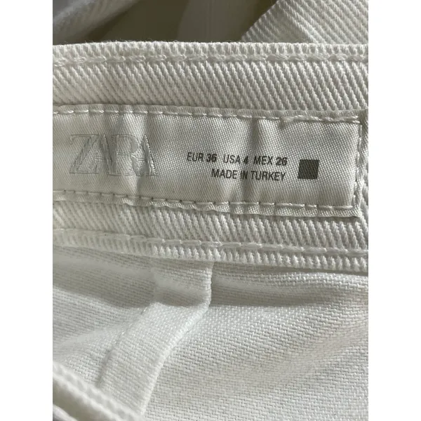 Zara Women's White High Waisted Belted Wide Leg Baggy Palazzo Denim Jeans Size 4 - Image 5