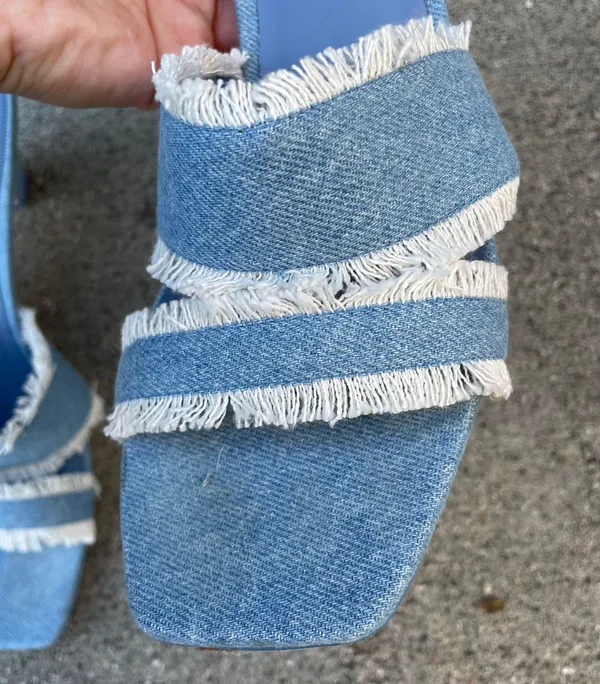 Fae denim fringe slides sandals size IT 39 US 9 - Image 9