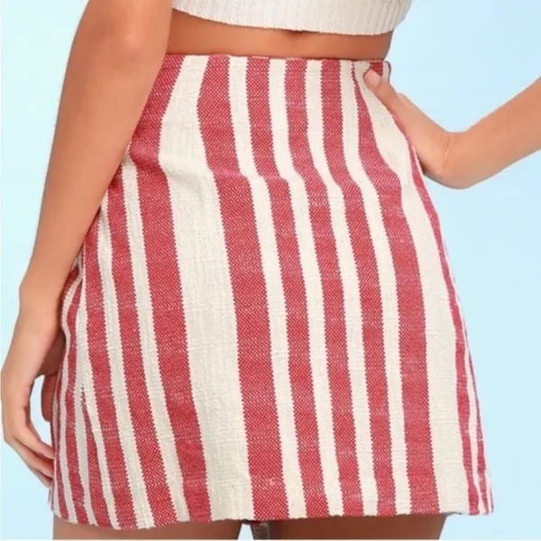 Free People Its A‎ Wrap Tuscany Mini Skirt with Red White Stripes Size medium - Image 2