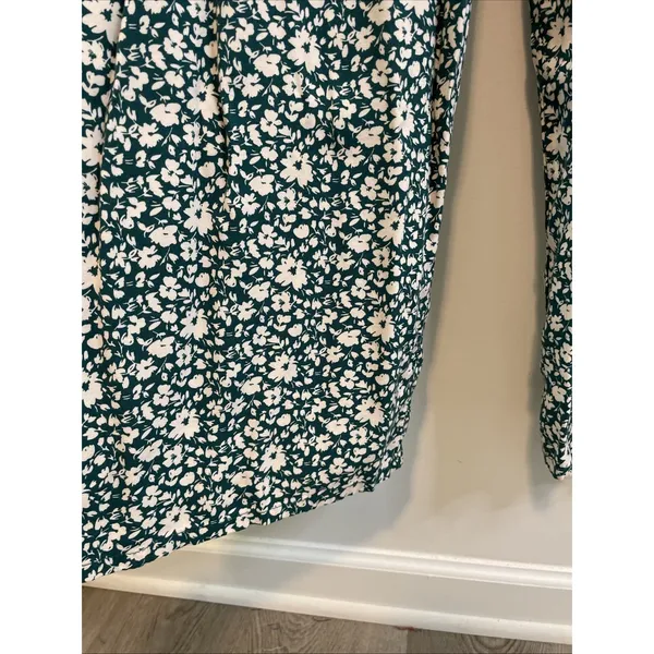As You Wish XL Teal Floral Wide Leg Jumpsuit Puff Sleeve Boho Romper‎ - Image 2