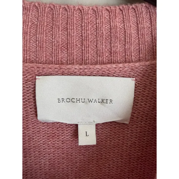 Brochu Walker Layered Look Cashmere Sweater Womens L Pink White Crewneck - Image 9
