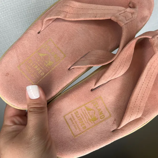 Island Slipper Island Pro Pink Suede Flip Flops Sandals Women 9 Made in Hawaii - Image 2