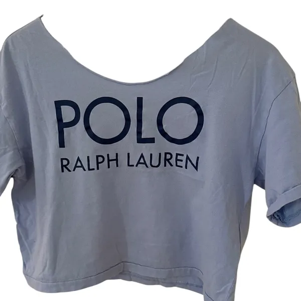 Polo Ralph Lauren blue oversized cropped logo t-shirt‎ women's small - Image 6