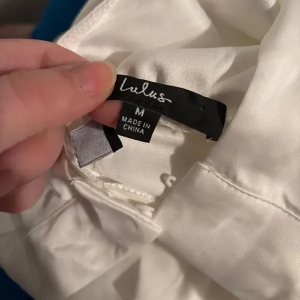 Lulus Classic Elegance White Satin Sleeveless Mock Neck Mini Dress Size Medium - Image 10