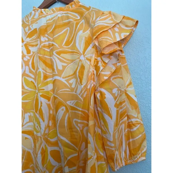 Sugarlips Floral Ruffle Mini Dress Yellow Size M Cotton - Image 4