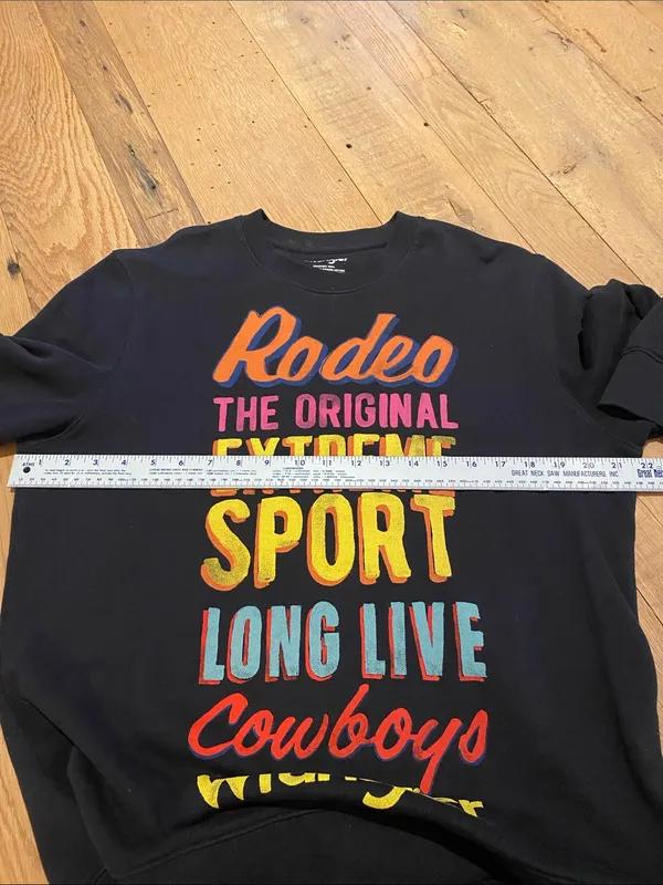 Wrangler Organic Cotton Crew Graphic Western Rodeo Cowboys Sweatshirt Size M - Image 6
