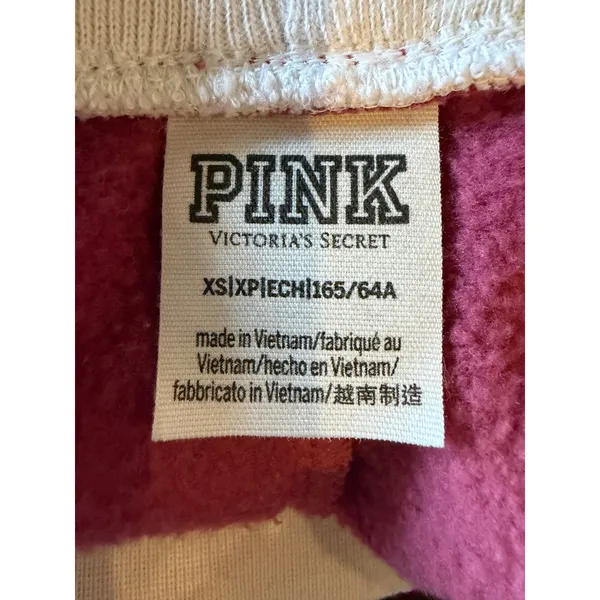Pink Victoria's Secret Joggers Women XS Pink Logo Sweatpants Athleisure Lounge - Image 7