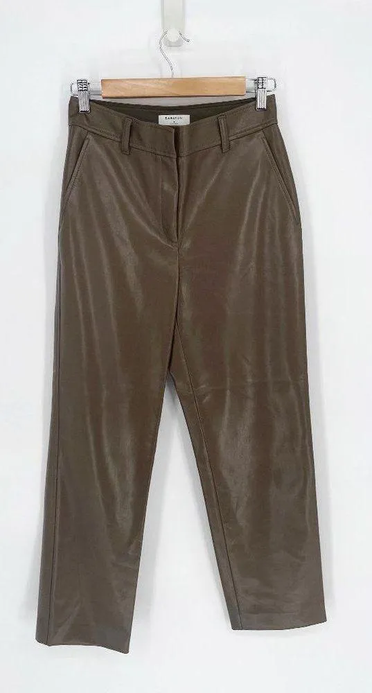 Aritzia Babaton Command Faux Leather Crop Pants Vegan Brown Women's 4 - Image 3