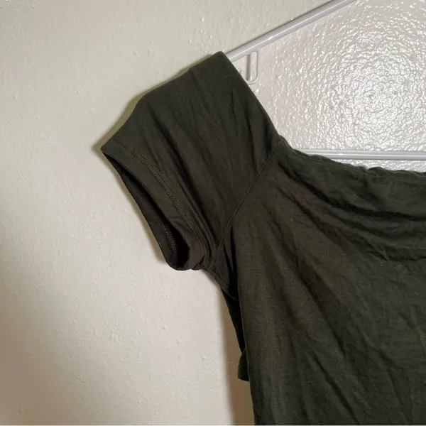 Lush Women's Size Small Off Shoulder Bodysuit Dark Green Open Cross Back Stretch - Image 5