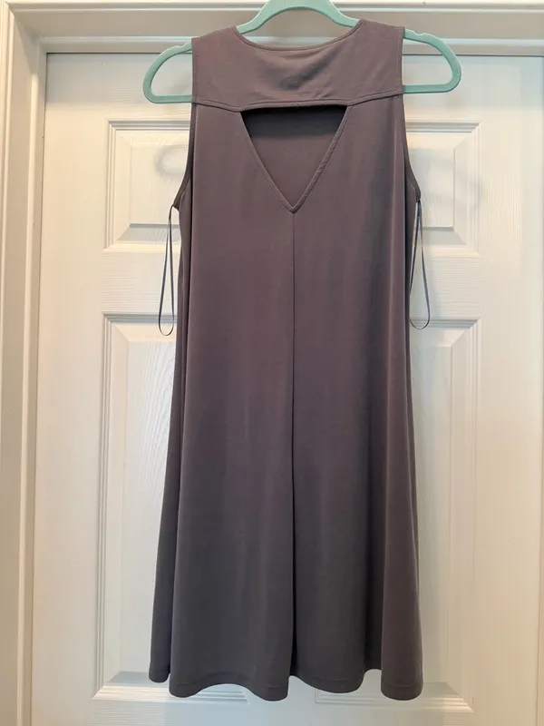 Sleeveless A-Line Dress in charcoal - Image 2
