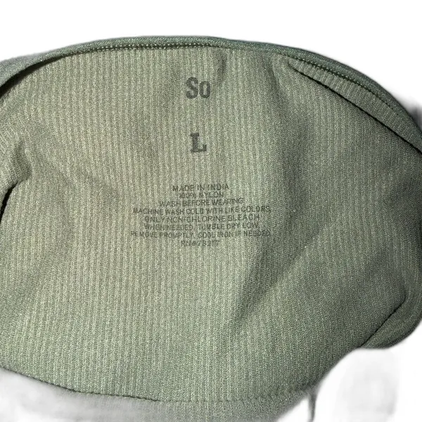 SO Olive Green Ribbed Halter Crop Top Women’s L Stretch Y2K Style - Image 3