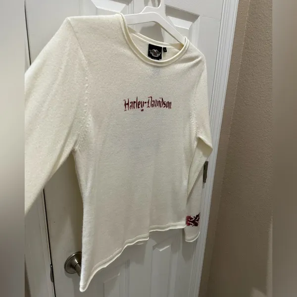Harley Davidson Sweater cream Scrolled Fleur De Lis Size XL - Image 10