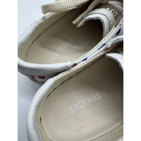 Soludos Ibiza Lace Up White Leather Sneakers Queen of Hearts Size 6.5 - Image 10
