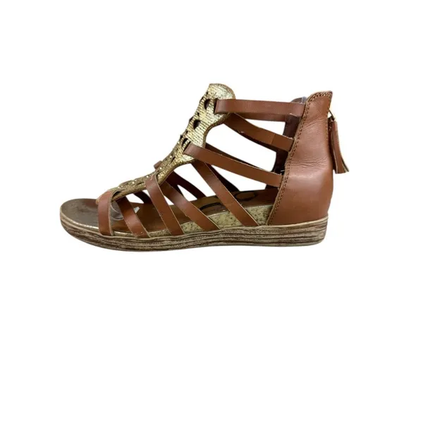 OTBT‎ Bonita Metallic Gladiator Sandals Brown Gold Back Zip Boho Size 7.5 - Image 3