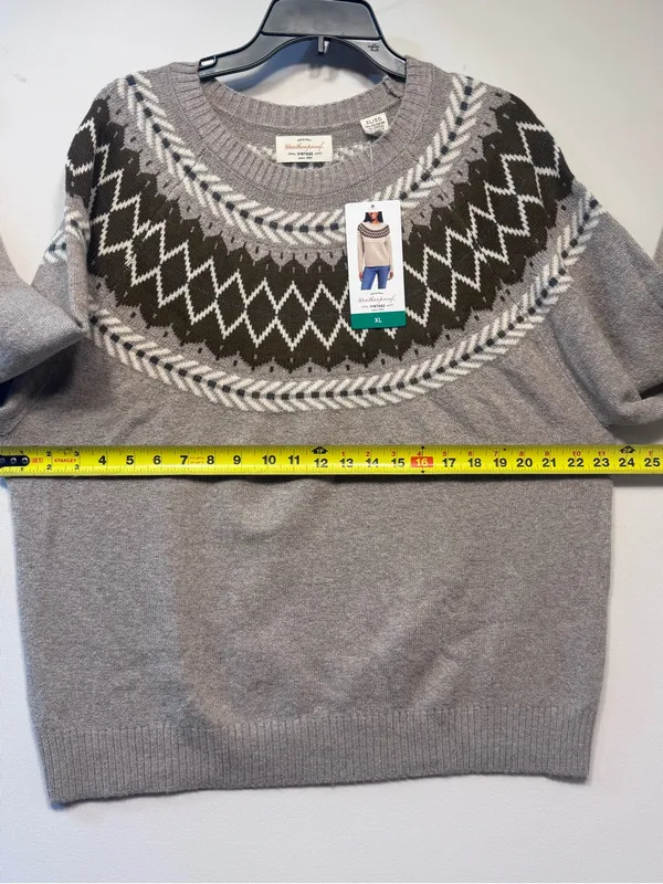 Weatherproof VintageTraditional fairisle raglan crewneck sweater Tweed yarn - Image 2