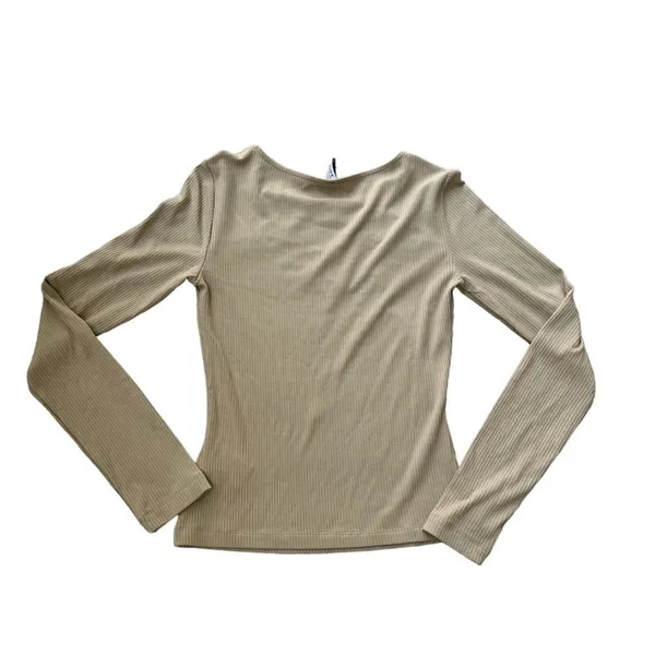 & Other Stories asymmetrical Cutout Detail Rib Top in Beige Size X-Small - Image 3