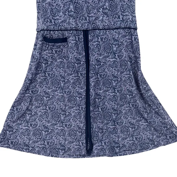 Scratch Seventy Sleeveless Collared Golf Tennis Polo Dress Blue Paisley Size M - Image 3
