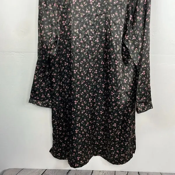 Morgan Taylor Intimates Floral Black sleep night gown button down size 2X XXL - Image 7