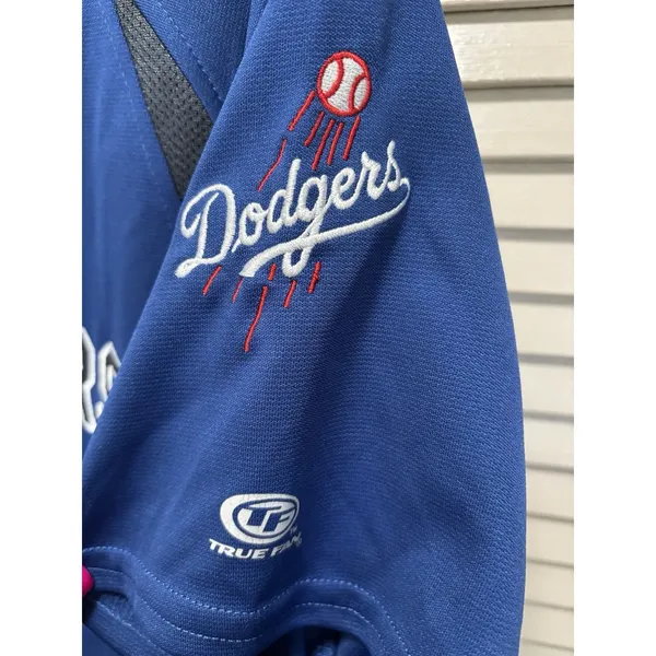 Genuine Merchandise L.A. Dodgers‎ Jersey Button Up Embroidered True Fan EUC Lic - Image 4
