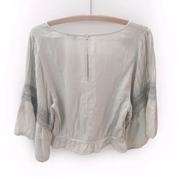 American Eagle Embroidered Bell Sleeve Blouse Womens S Boho Cottagecore Renfair - Image 9