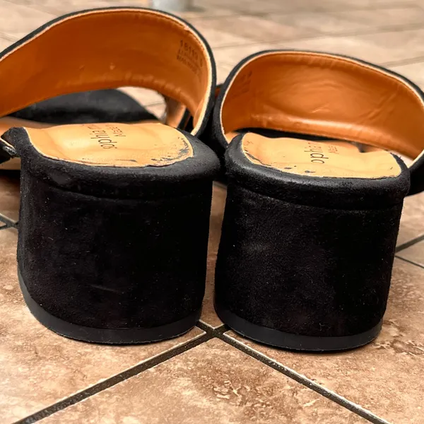 9 Sophia Milano Black Suede Block Heel Leather Women's Sandals Made In Italy Italian Summer Shoes - Image 12