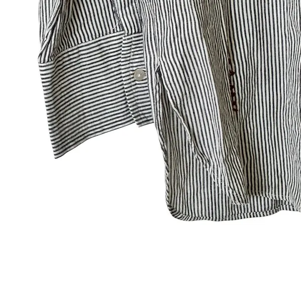 NWT Zara Collection Button down Shirt S Striped Embroidered Embellished cotton - Image 9