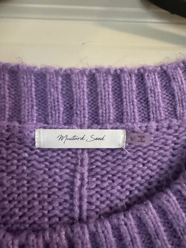 Mustard Seed Purple Cable Knit Sweater - Image 3