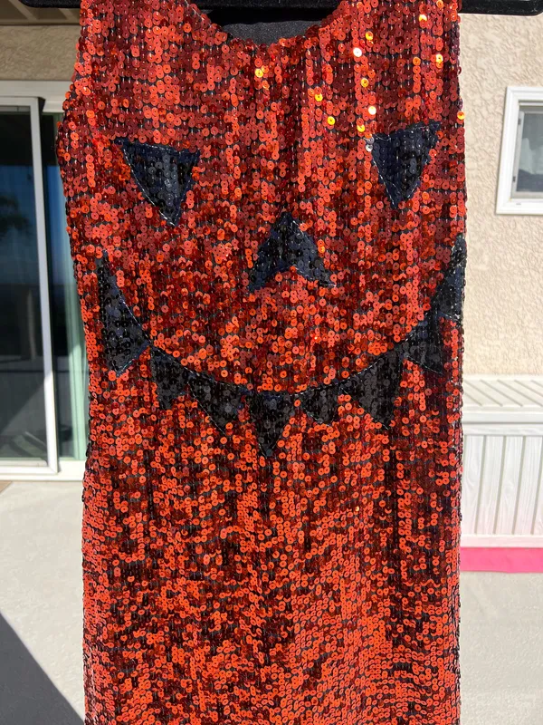Halloween Pumpkin Sequence Dress Red Size M - Image 3