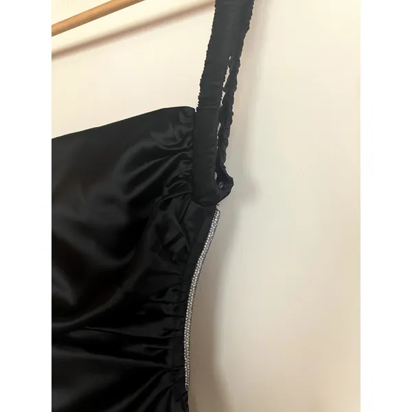 HELLO MOLLY Bet U Wanna Satin Midi Dress Cutout Gown Black Size M US 6 - Image 3