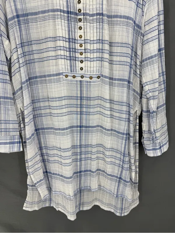 Anthropologie Pilcro and the Letterpress Western Blue & White Plaid Tunic Top - Image 4