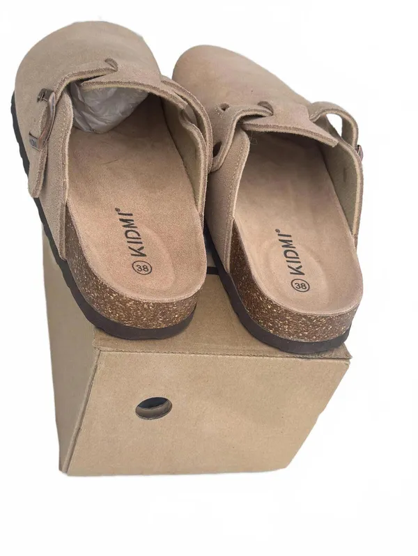 KIDMI Beige Suede Slip-On Clogs with Adjustable Buckle - Size 38 - Image 2