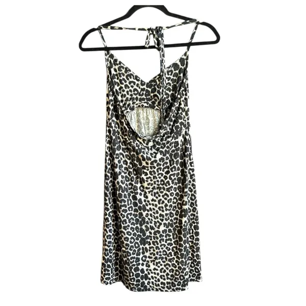 Y2K express Leopard Print Spaghetti Strap mini dress size M - Image 2