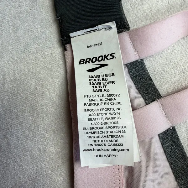 Brooks FineForm Sports Bra 30A/B Blush Pink Gray Padded Convertible - Image 6