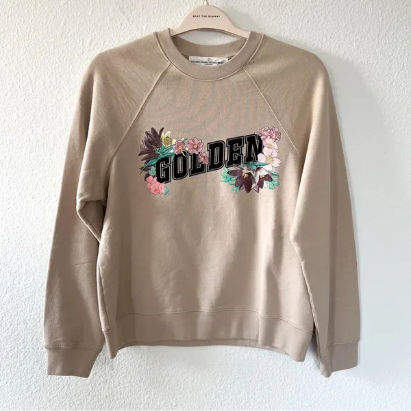 Golden Goose Floral Graphic Sweatshirt in Tan / Beige NWT - Image 2