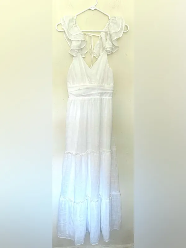 Altard state anna‎ flutter sleeve maxi dress White Sz Medium - Image 4