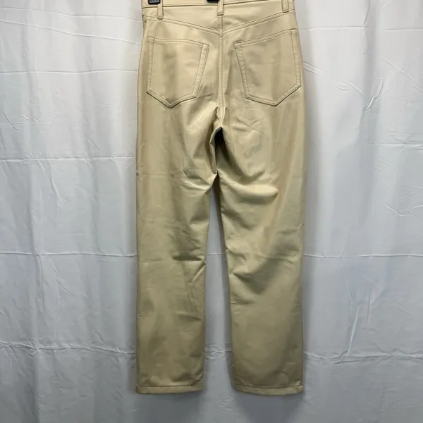 Abercrombie & Fitch Vegan Leather Pants 2 26 High Rise Straight Cream Beige Chic - Image 7