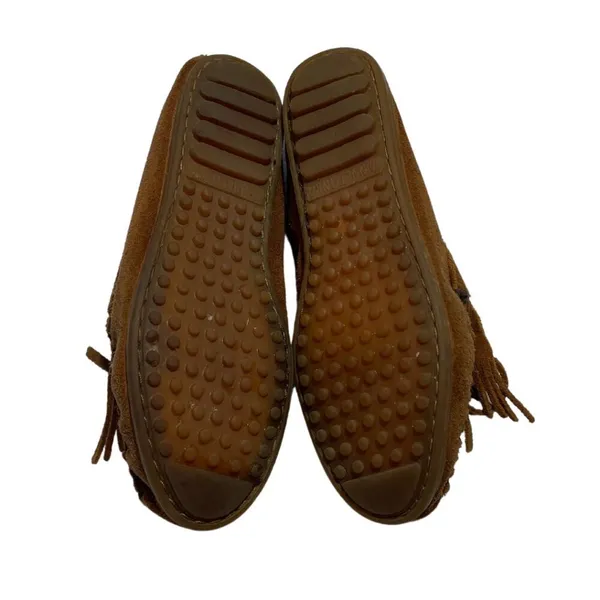 Minnetonka Kilty Hard Sole‎ Suede Moccasins Women's size 6.5 brown - Image 2