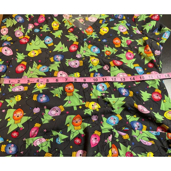 Womens Butter Soft Christmas Holiday Light Blub Medical Scrubs Size XS Uniform - Image 5