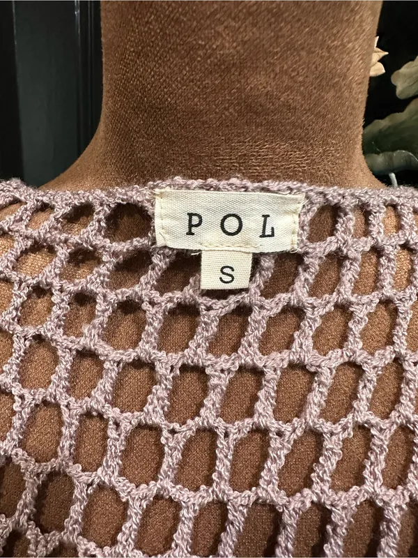POL Lavender Fishnet Fringe Cardigan – Size Small (Fits S–L) - Image 13