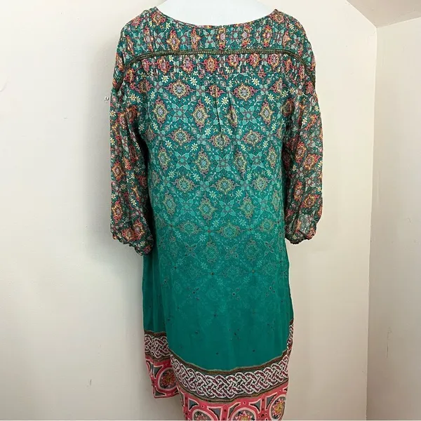 Anthropologie Tanvi Kedia Glimmering Ankita Dress Boho Teal Beaded S - Image 4